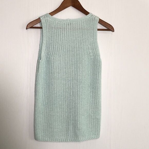 Loft Sweater Vest Womens Small Seafoam Green Sleeveless V Neck Cable Knit Tennis - Picture 6 of 8
